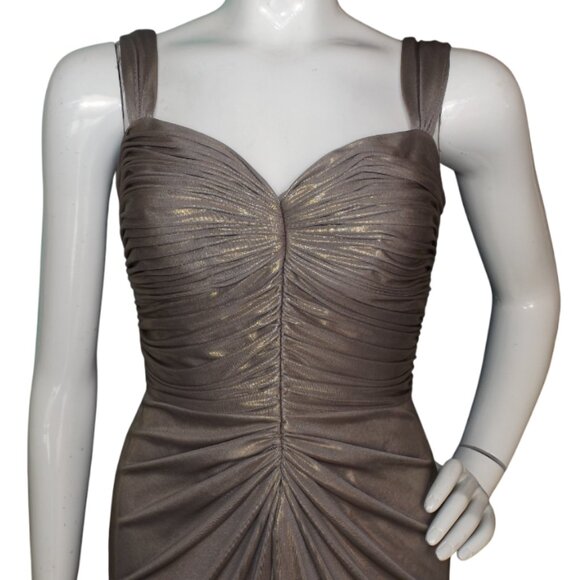 TADASHI COLLECTION Dress, 6, Champagne/Golden, Ruched, Wide straps, knee length - Picture 2 of 12